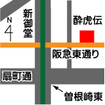 酔虎伝 梅田阪急東通り店の地図
